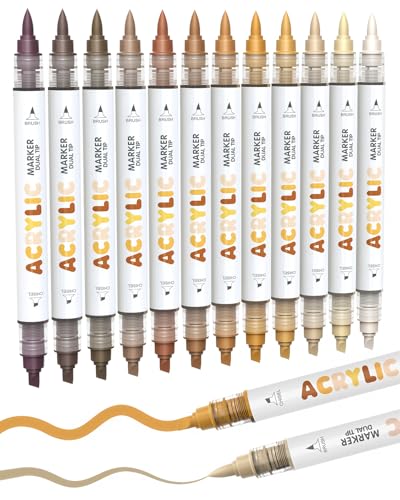 12 Brown Dual Tip Acrylic Paint Markers (12 Count)