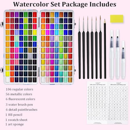 168 Colors Watercolor Paint Set (168 Count)