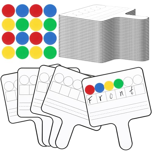 9 Pcs Magnetic Paddle Set Education Dry Erase Double Side Handheld Answer Board with Magnetic Counters Discs Phonemic Awareness Phonics Games Toy for Students Kids Teaching Supply