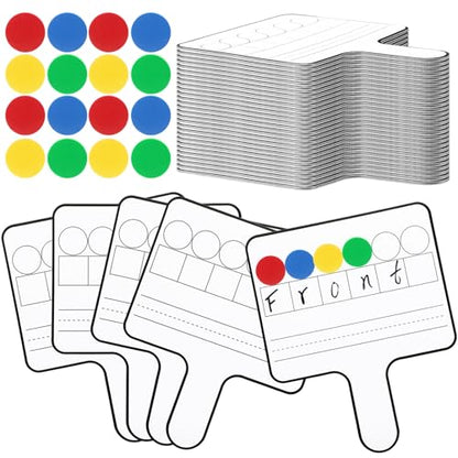 9 Pcs Magnetic Paddle Set Education Dry Erase Double Side Handheld Answer Board with Magnetic Counters Discs Phonemic Awareness Phonics Games Toy for Students Kids Teaching Supply