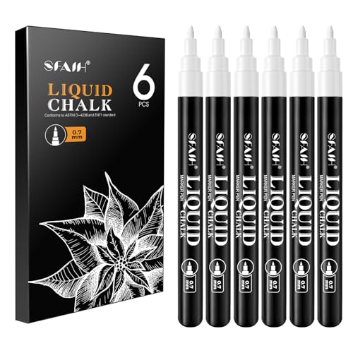 White Liquid Chalk Markers for Blackboard Glass (6 Count)