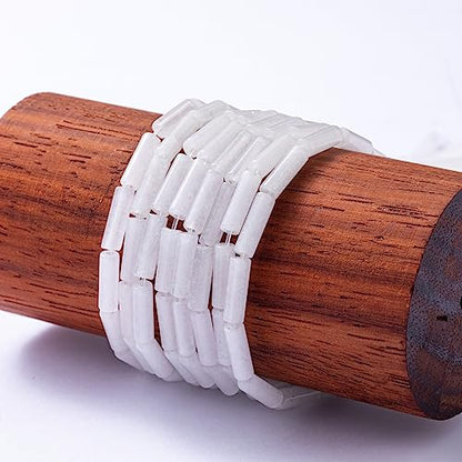 Natural White Agate Cylinder Tube Beads 4x13mm 38cm (28 Count)