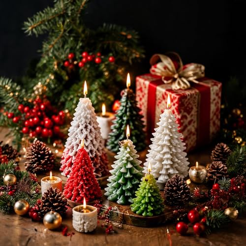 6 PCS 3D Christmas Tree Pinecone Silicone Molds