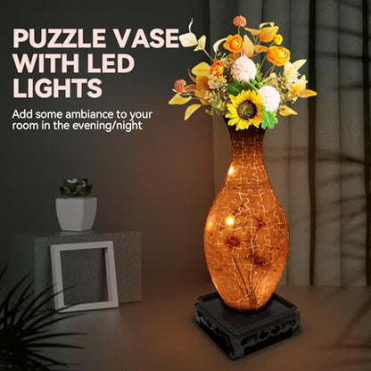 3D Puzzle Vase for Adults with 160 Plastic Pieces (160 Count)