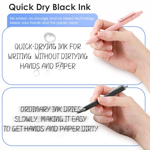 Gel Pens 7pcs 0.5mm Black Ink Pens Quick Dry Fine Point Smooth Writing Pens (7 Count)