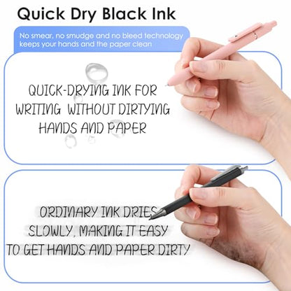 Gel Pens 7pcs 0.5mm Black Ink Pens Quick Dry Fine Point Smooth Writing Pens (7 Count)