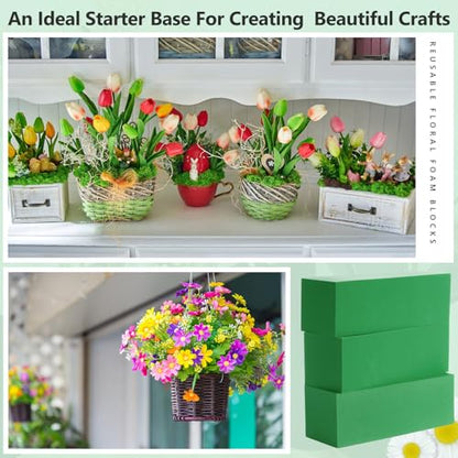 12 Pcs Reusable Floral Foam Blocks Water Weather Resistant Dry Floral Foam for Artificial Flower Arrangements Outdoor Flower Boxes Hanging Planters Wedding Home Decor