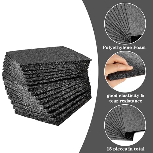 15 Pcs 12" x 8" x 0.5" Black Polyethylene Foam Packing Sheets for Craft (15 Count)