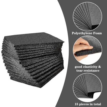 15 Pcs 12" x 8" x 0.5" Black Polyethylene Foam Packing Sheets for Craft (15 Count)