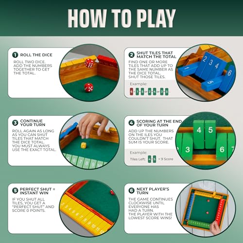 Large Shut The Box Game Wooden for 4 Players