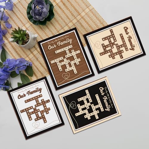 Custom Scrabble Family Name Frame Gifts for Mother's Day from Daughter Son Scrabble Puzzle Sign Wall Art