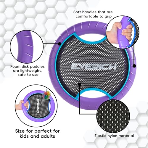 Bouncy Paddle Ball Game for Kids with 2 EVA Foam Trampoline Paddles and 4 Balls
