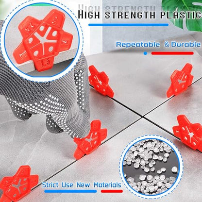 Tile Spacers 300pcs Reusable Multi Size Horseshoe U Shape Plastic Shims Upgraded 5 Sizes in 1 Spacer Tile Cross Spacer Floor Tile Leveling (300 Count)