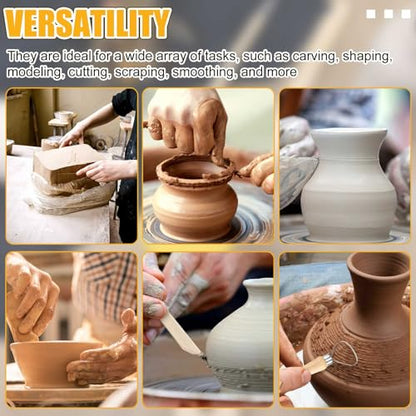 40 Pcs Pottery Clay Tools Kit Sculpting Clay Tool Includes Cutting Modeling Trimming with Wooden Handles Carving Kit for Beginners Carving Shaping