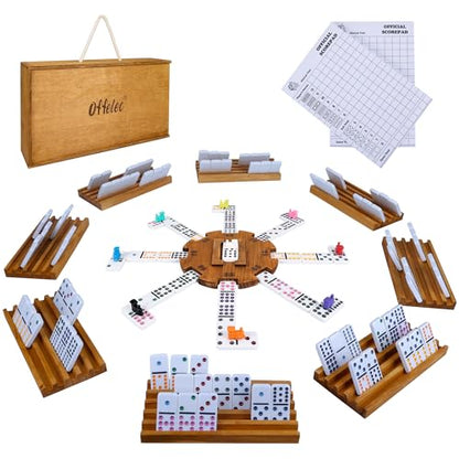 Mexican Train Dominoes Set with 8 Holders
