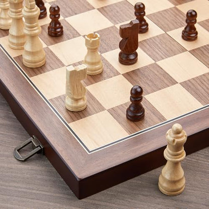 15'' Magnetic Wooden Chess Set for Adults Kids
