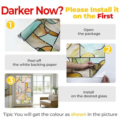 3D Stained Glass Window Privacy Film Decorative Non