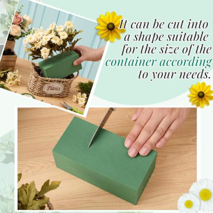 8 Pcs Green Reusable Floral Foam Blocks Water Weather Resistant Dry Floral Foam for Artificial Flower Arrangements Outdoor Hanging Florist Plant Bases for DIY Wedding