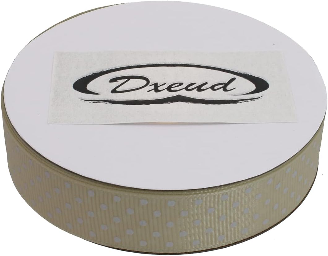 Polka Dot Grosgrain Ribbon 25 Yard Each Roll 100% Polyester (3/4", Beige) - Crafty Corner