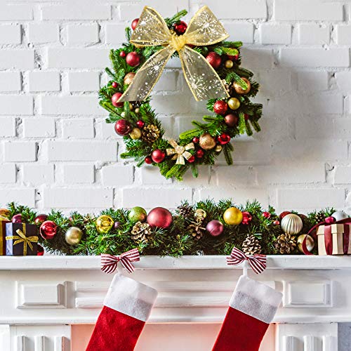 2.5 Inch Wide Christmas Wired Ribbon Snowflake Organza Sheer Glitter Ribbon for Xmas Tree (32.7 Foot)
