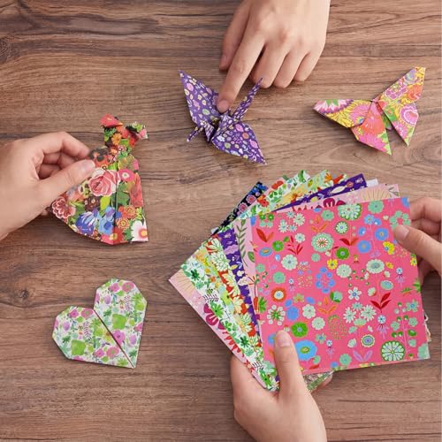 Floral Botanical Patterned Origami Paper (50 Count)