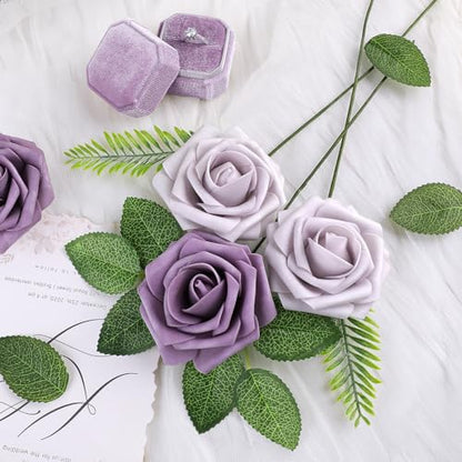 Pale Lavender Rose 25pcs Real Looking Artificial Flowers w