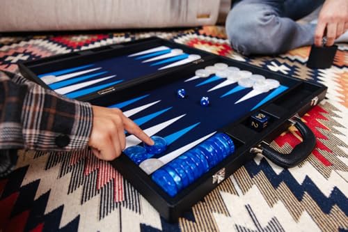 19 Inch Premium Backgammon Sets for Adults Leather Black