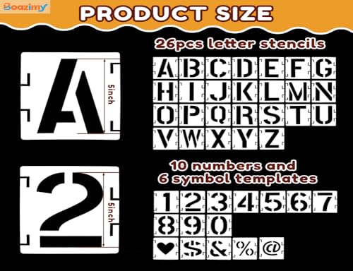 5 Inch 42 Pcs Reusable Letter Number Symbol Stencils (42 Count)