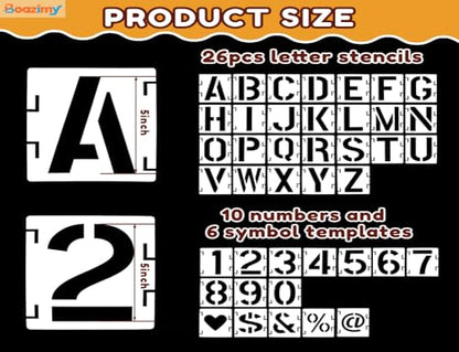 5 Inch 42 Pcs Reusable Letter Number Symbol Stencils (42 Count)