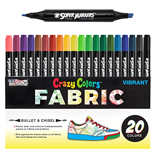 Super Markers 20 Vibrant Dual Tip Fabric Markers (20 Count)