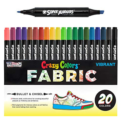 Super Markers 20 Vibrant Dual Tip Fabric Markers (20 Count)