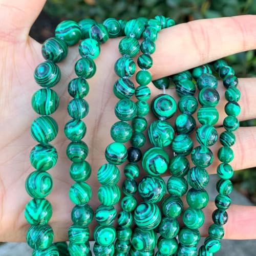 35pcs Synthetic Green Malachite Gemstone 10mm Round Beads (36 Count)