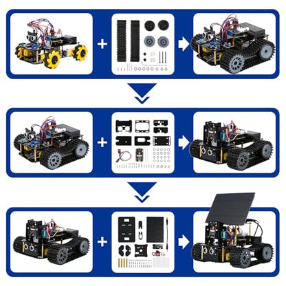 5-In-1 ESP32 Smart Camera Solar Robot Tank Car Kit, STEM Toy Robotics Kit for Kids Age 8-16 Boy, APP & Remote Control 4WD Car with 3MP Camera, Arduino Educational Science Coding Kit Gift for 12+ Teens