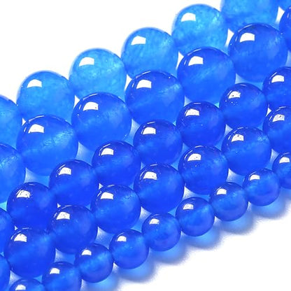 8MM Natural Purplish Blue Chalcedony Stone Beads Crystal Energy Round Loose Beads for Jewelry Making Bracelet 45pcs 1 Strands 15"