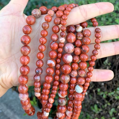 45pcs Adabele Natural Red River Jasper Gemstone 8mm Round Beads (47 Count)