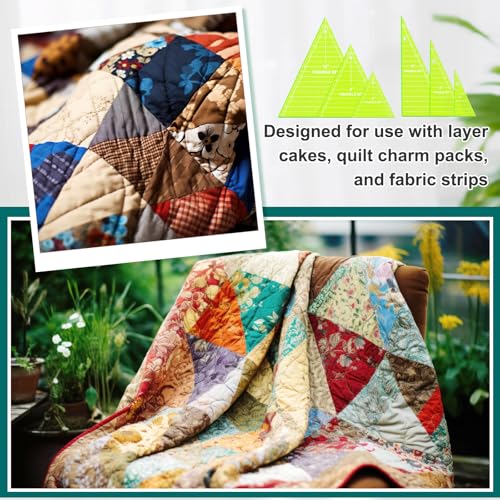 3 Set Tall Triangle Rulers for Quilting 6 8 10 Inch Wedge Triangle & Wing Quilting Rulers and Templates Acrylic Quilt Templates for Sewing Layer Cake Patchwork Cutting Pattern DIY Craft