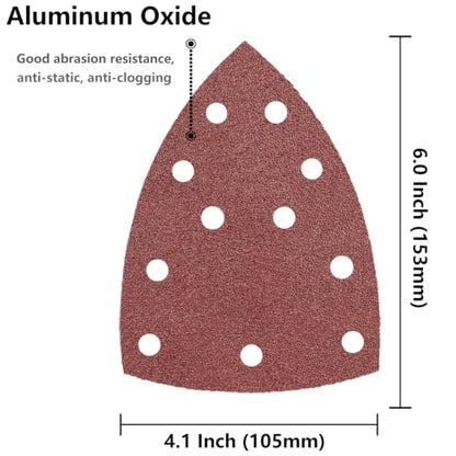 150Pcs Sandpaper for Skil Detail Sander with 2Pcs Foam Sanding Pad