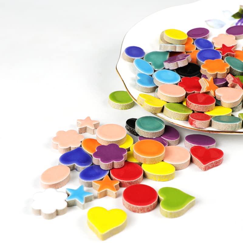 500g 1.1lb Random Color Irregular Ceramics Mosaic Tiles (16 Ounce)