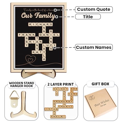 Custom Scrabble Family Name Frame Gifts for Mother's Day from Daughter Son Scrabble Puzzle Sign Wall Art