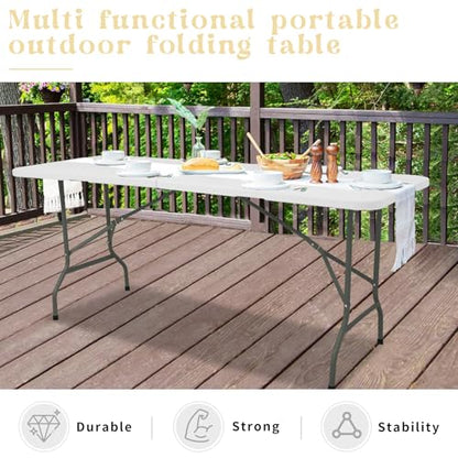 Folding Table 5 FT Camping Table Portable Heavy Duty Plastic Rectangular Outdoor Dining Table Steel Legs Fold