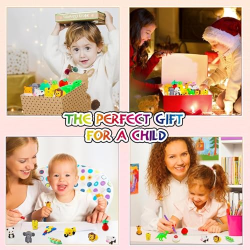 150Pcs Animal Erasers Kids Desk Pets Pencil Erasers 3D Puzzle Bulk Mini Animal Food Eraser Toys Fun Cute Eraser for Classroom Rewards (150 Count)