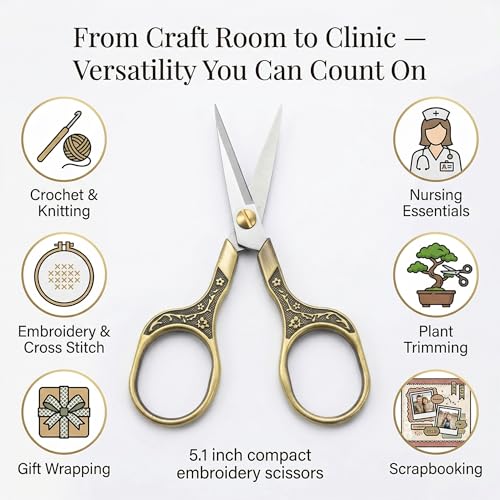 Needlepoint Scissors with Leather Sheath
