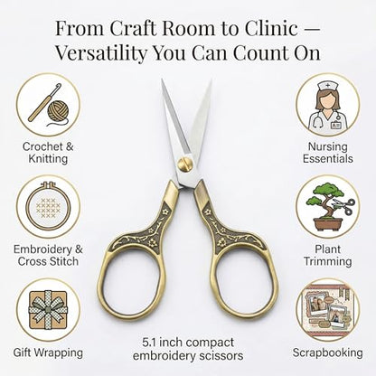 Needlepoint Scissors with Leather Sheath