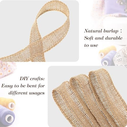 20 Yard 6 Inches Burlap Ribbon Wide Jute Ribbon Natural Burlap Fabric Roll Wired Edge for Wreaths