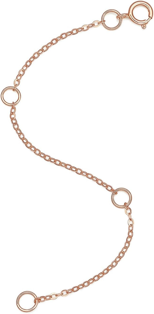 ZHOU LIU FU 18K/750 Real Rose Gold Extender for Necklace Bracelet Anklet Extenders for Jewelry Gold Extension for Women Men Durable Adjustable Chain Accessories 3.54Inch/9cm C218906