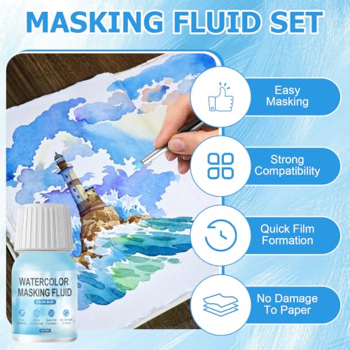 Blue Masking Fluid for Watercolor Painting