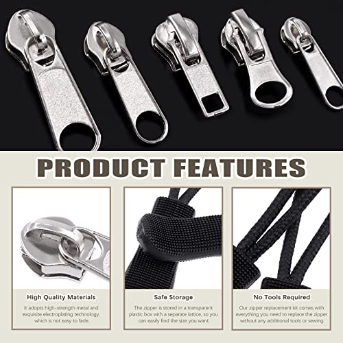 250Pcs Zipper Slider Repair Replacement Fix Kit for Bags Coats (250 Count)
