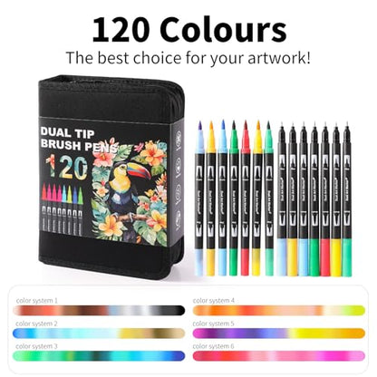 120 Colors Dual Tip Watercolor Markers Pens for School Supplies (120 Count)
