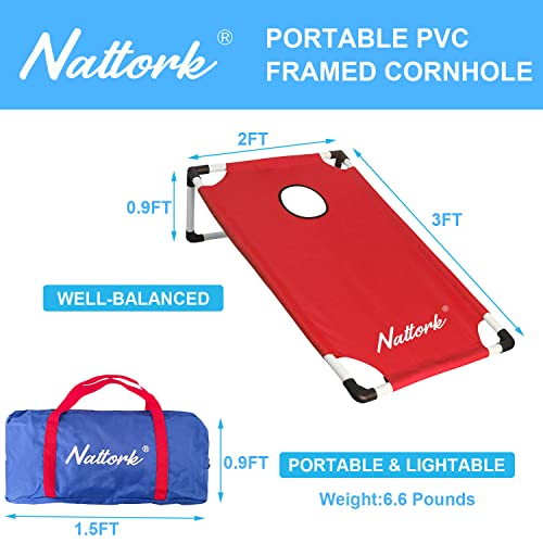 Portable Cornhole Set 3'x2' PVC Framed Cornhole Toss Game Set with 8 Bean Bags and Travel Carrying Case for Yard Outdoor Game Events