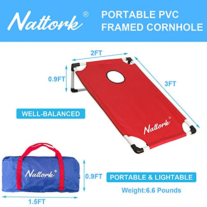 Portable Cornhole Set 3'x2' PVC Framed Cornhole Toss Game Set with 8 Bean Bags and Travel Carrying Case for Yard Outdoor Game Events